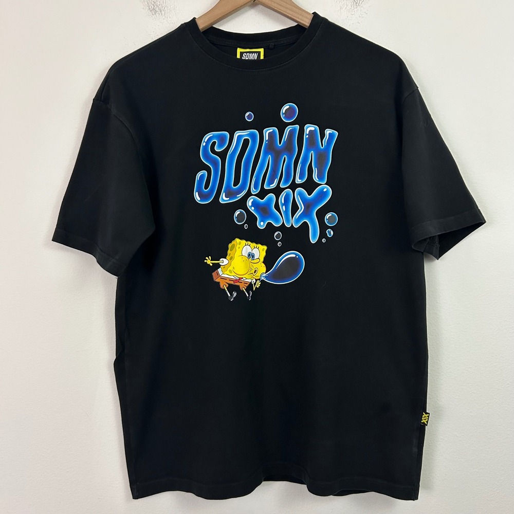 Sidemen SDMN XIX Spongebob Squarepants Black Graphic T-Shirt‎ Mens M YouTuber